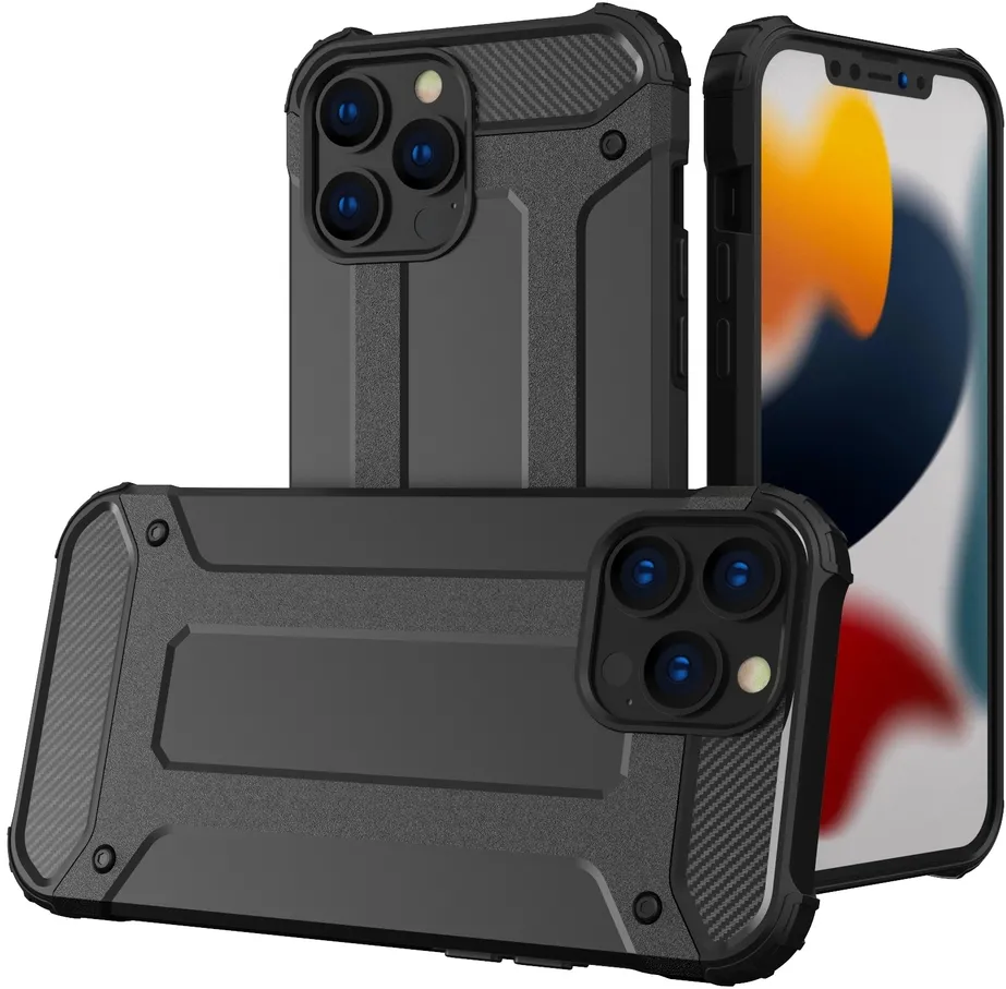 Hybrid Armor Case Tough Rugged Cover for iPhone 13 Pro Max black