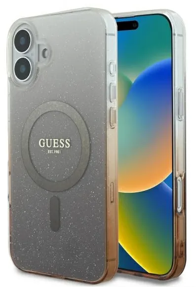Guess IML Glitter Gradient MagSafe Case for iPhone 16 - Brown