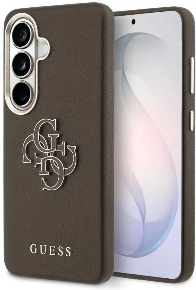 Guess Grained Big 4G Metal Logo Case for Samsung Galaxy S26+ - Brown