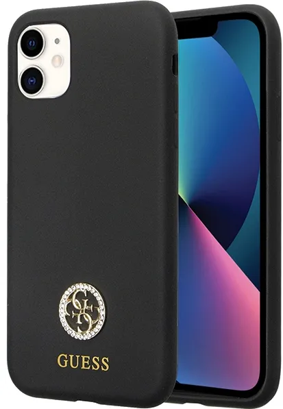 Guess GUHCN614DGPK Case for iPhone 11 / Xr - Black Silicone Logo Strass 4G