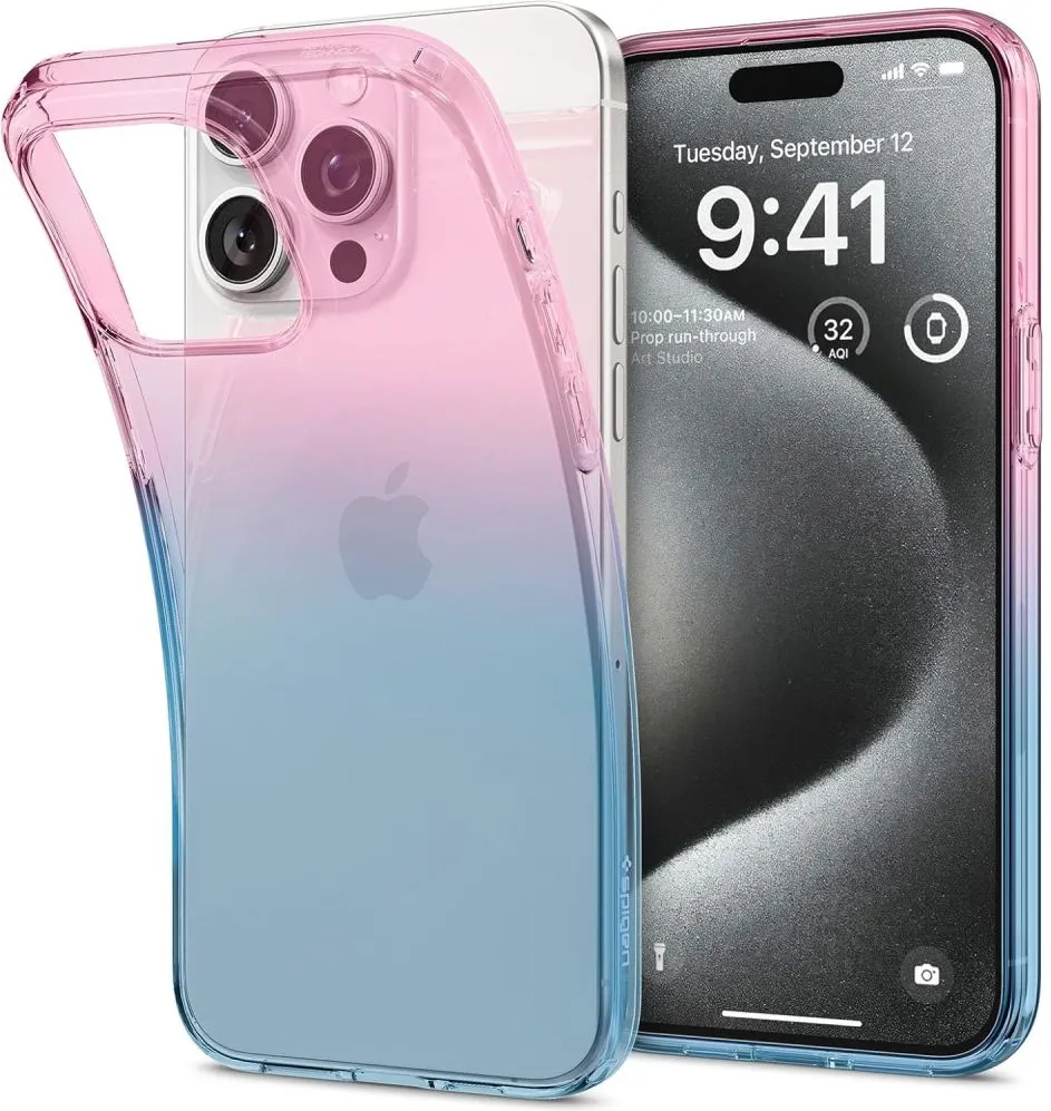 Spigen Liquid Crystal iPhone 15 Pro Case - Pink/Blue