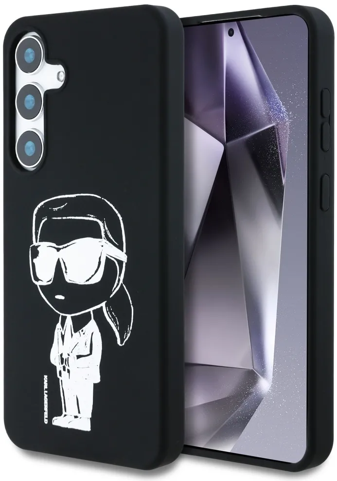 Karl Lagerfeld Silicone Graffiti Ikonik Printed Logo MagSafe Samsung Galaxy S25 Case Black