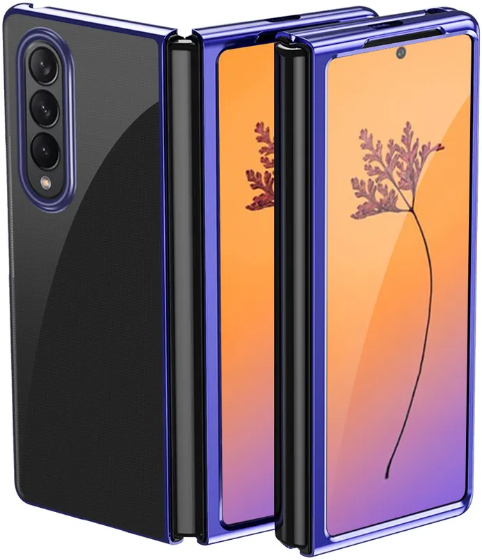 Plating Case case for Samsung Galaxy Z Fold 4 cover with a metallic frame blue