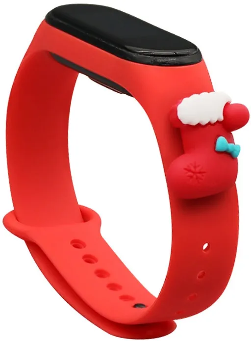 Curea Strap Xmas Xiaomi Mi Band 3 / 4 cu motiv de Craciun rosu