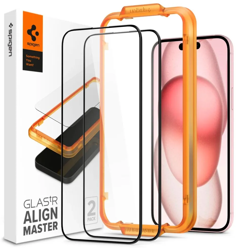 Spigen ALM Glass FC tempered glass for iPhone 15 Plus - black 2 pcs.