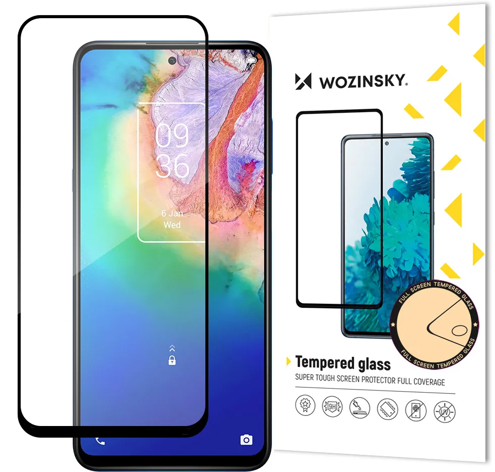 Wozinsky Super Tough Full Glue Tempered Glass Full Screen With Frame Case Friendly TCL 20 5G Black