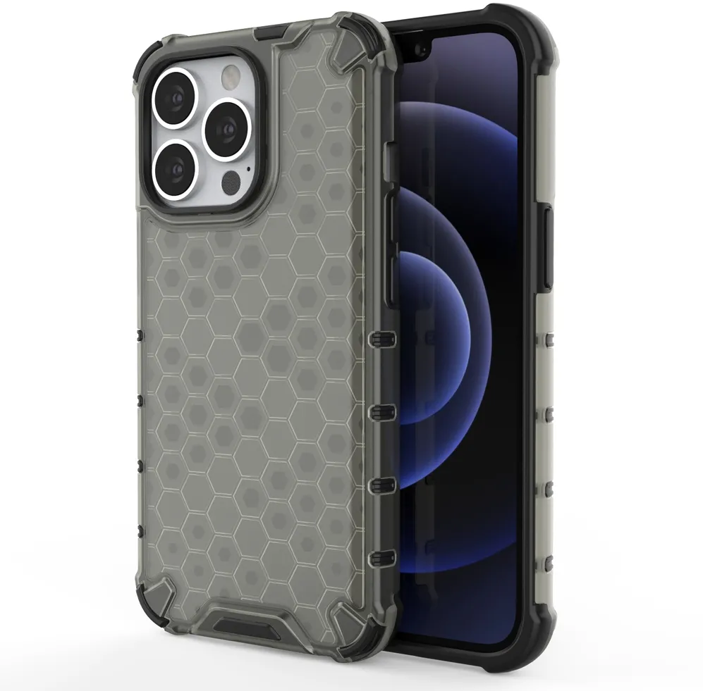 Honeycomb Case armor cover with TPU Bumper for iPhone 13 Pro black