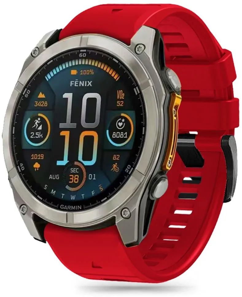Curea Tech-Protect Silicone Line Garmin Fenix 5X / 5X Plus / 6X / 6X Pro / 7X / 8 51 mm rosu