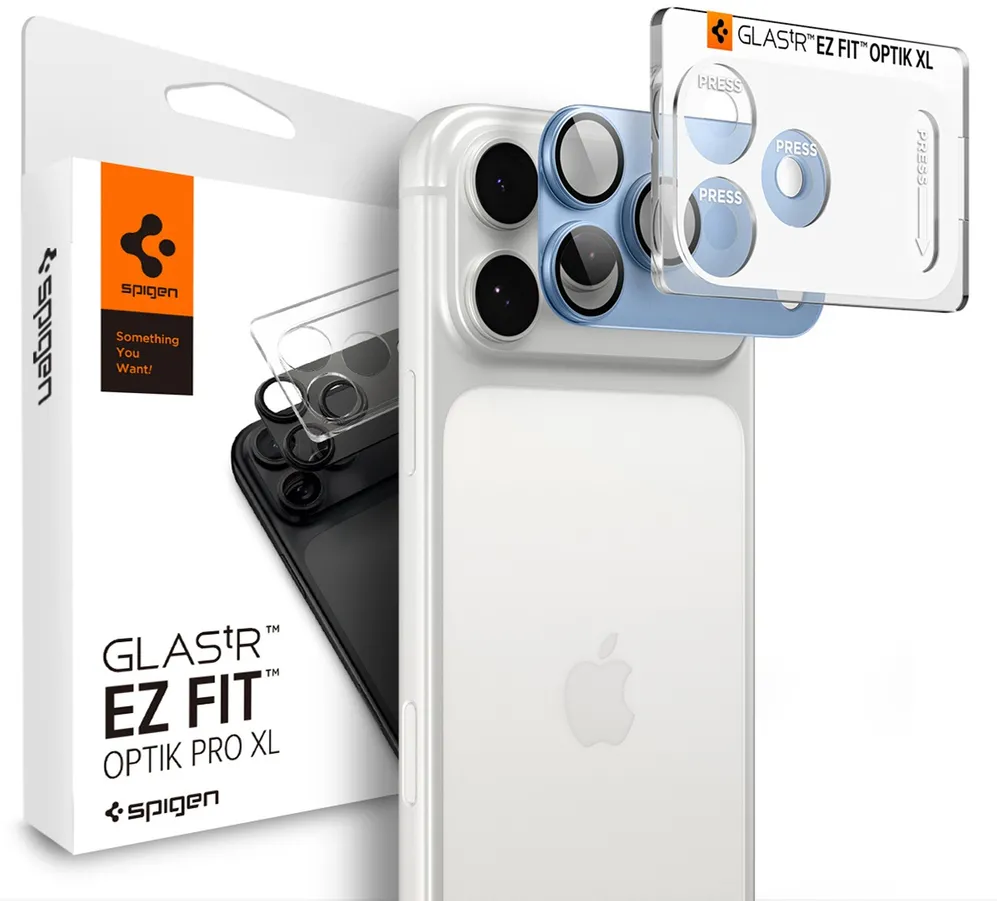 Spigen Optik Pro XL GLAS.TR EZ FIT Tempered Glass Camera Screen Protector for iPhone 18 Pro Max - Light Blue