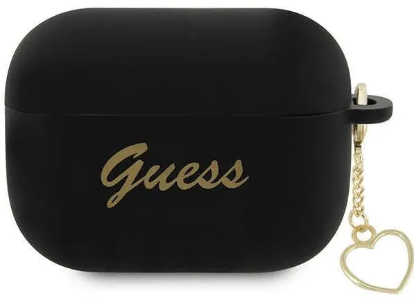Guess GUAP2LSCHSK AirPods Pro 2 cover black/black Silicone Charm Heart Collection