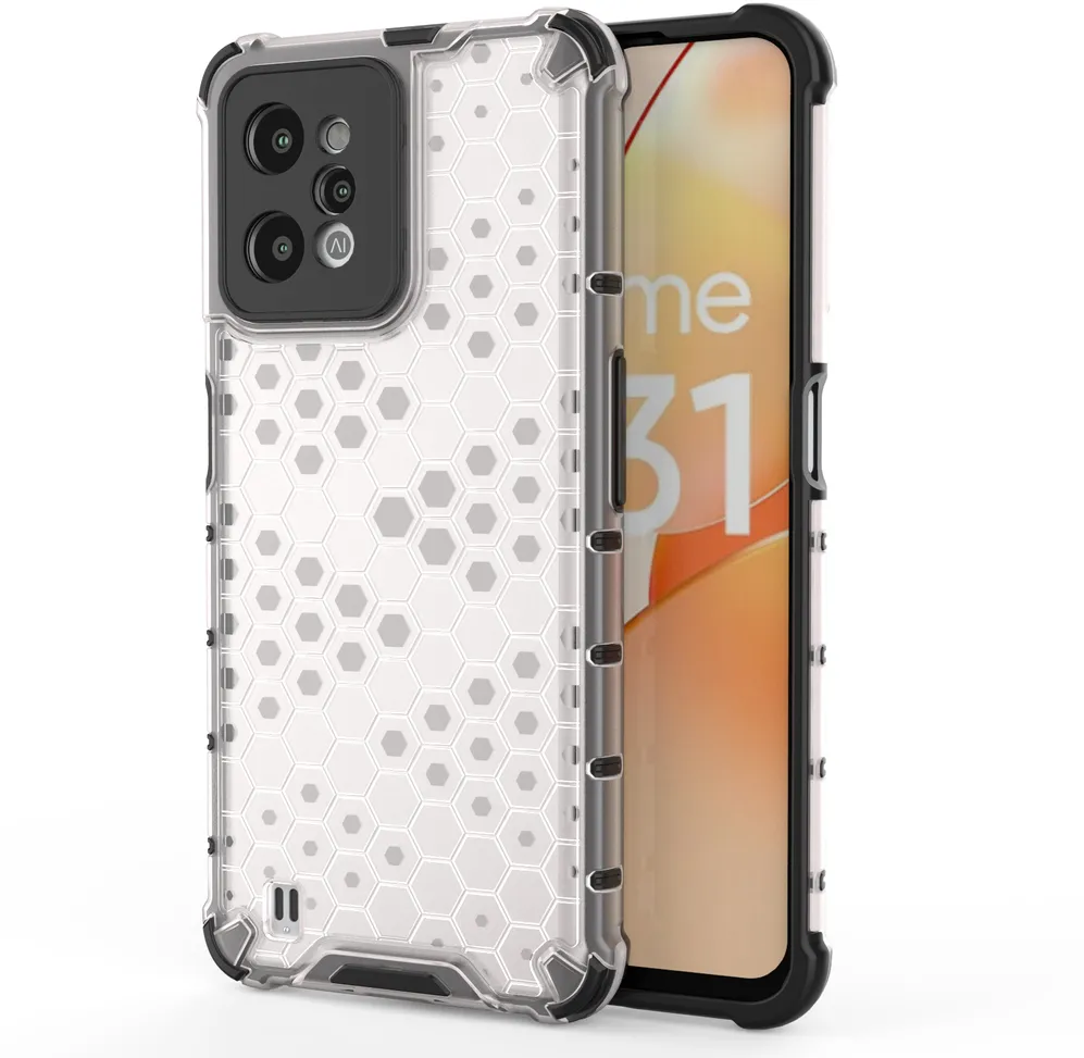 Honeycomb case armored cover with a gel frame Realme C31 transparent