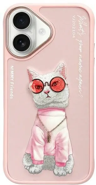 Nimmy Glasses Cool Cat iPhone 16 Case - Pink