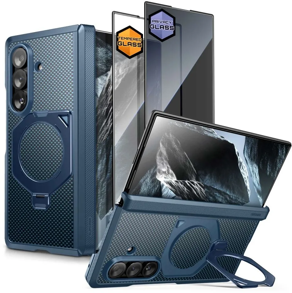 Husa Supcase UB Aero MagSafe 2-Set pentru Samsung Galaxy Z Fold 8 Ultra bleumarin