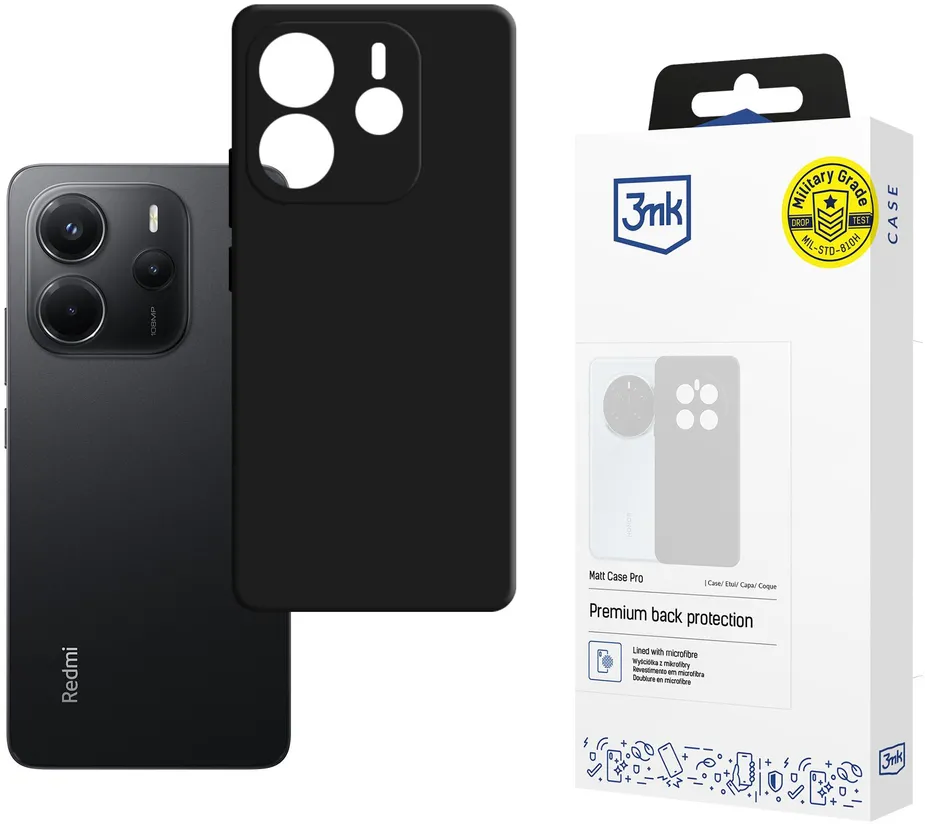 3mk Matt Case Pro case for Xiaomi Redmi Note 14 4G - matte black