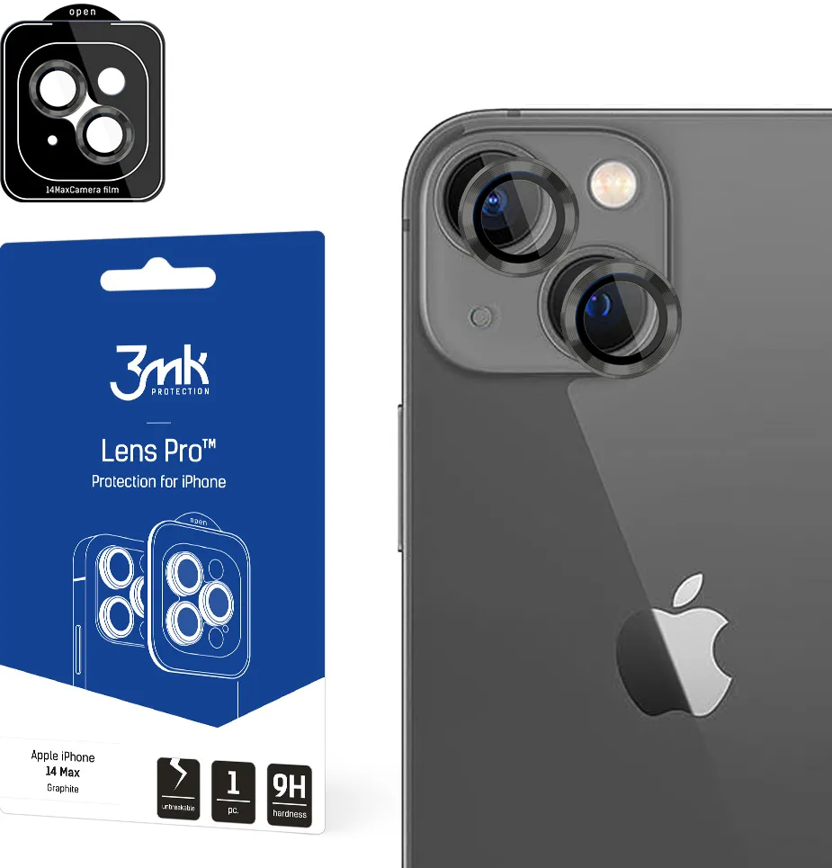 Camera glass for iPhone 14 Plus 9H for 3mk Lens Protection Pro series lens - gray