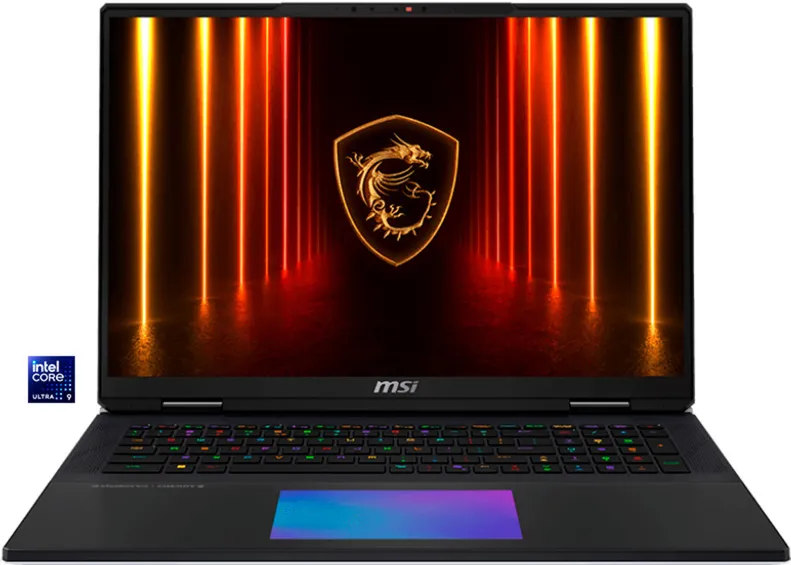 MSI Titan 18 HX AI A2XWJG-656 (black/silver, Intel Core? Ultra 9 285HX, NVIDIA GeForce RTX 5090, 64 GB DDR5, 6 TB (2 TB SSD & 2 TB SSD & 2 TB SSD), Windows 11 Pro) - German - DE Layout