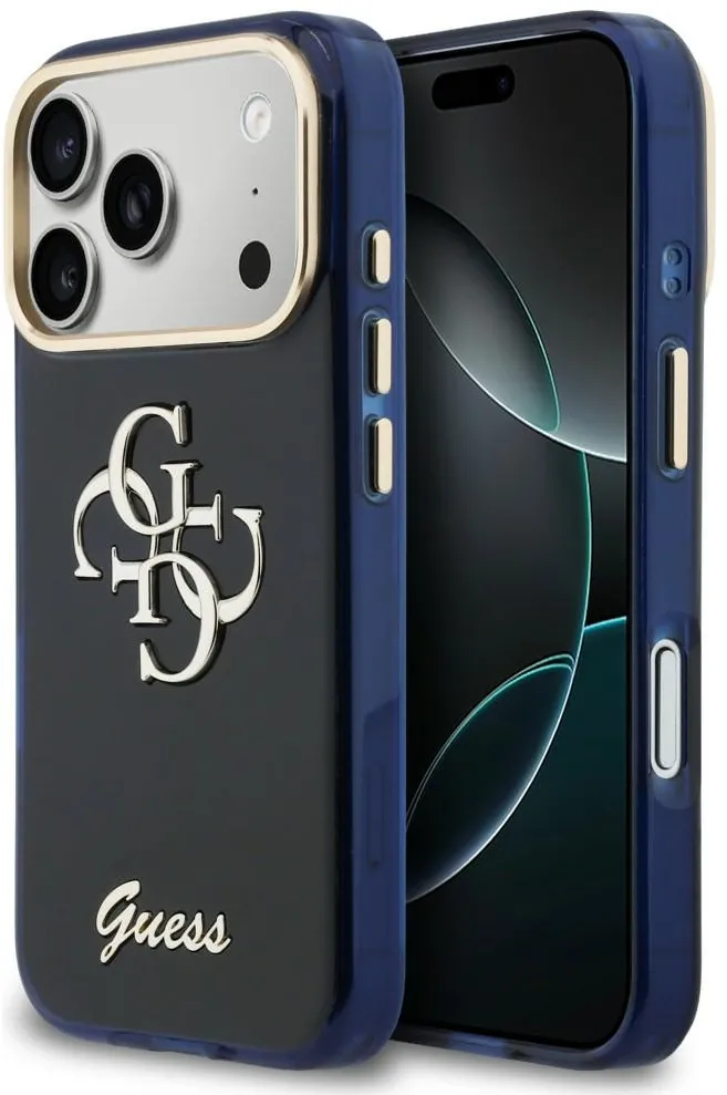 Guess IML 4G Script Metal case for iPhone 17 Pro Max - blue