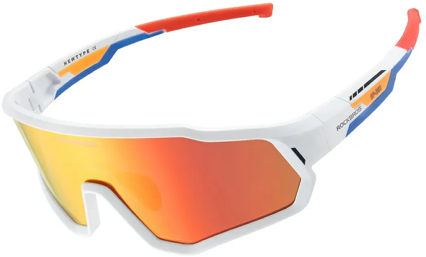 Ochelari ciclism Rockbros SP383 Shining Warrior rama alb mat, lentile rosii polarizate
