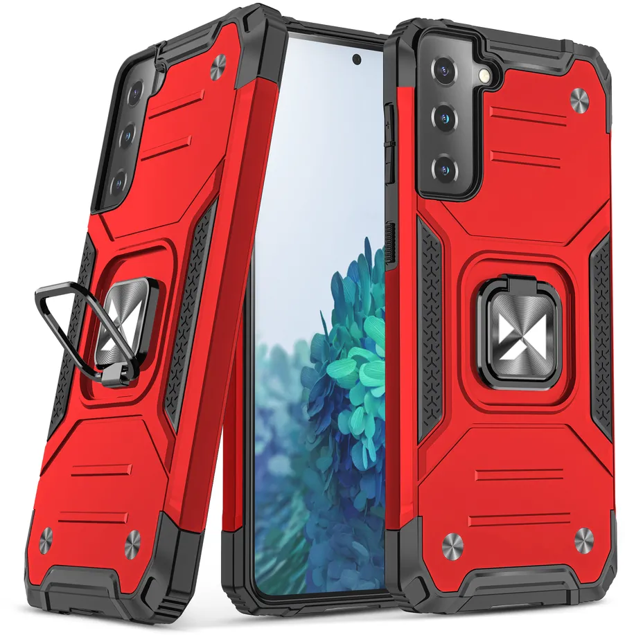 Wozinsky Ring Armor Tough Hybrid Case Cover + Magnetic Mount for Samsung Galaxy S22 + (S22 Plus) Red