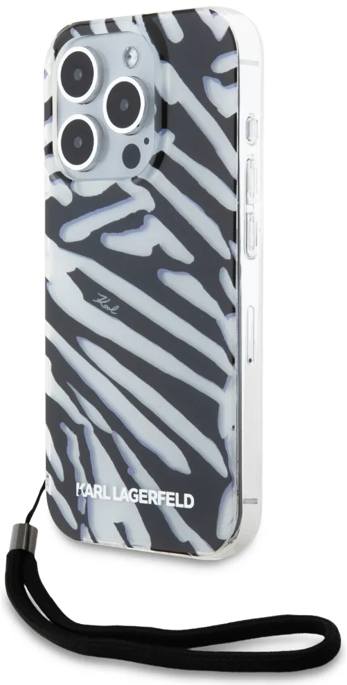 Husa protectie Karl Lagerfeld IML Zebra Pattern & Cord negru iPhone 15 Pro
