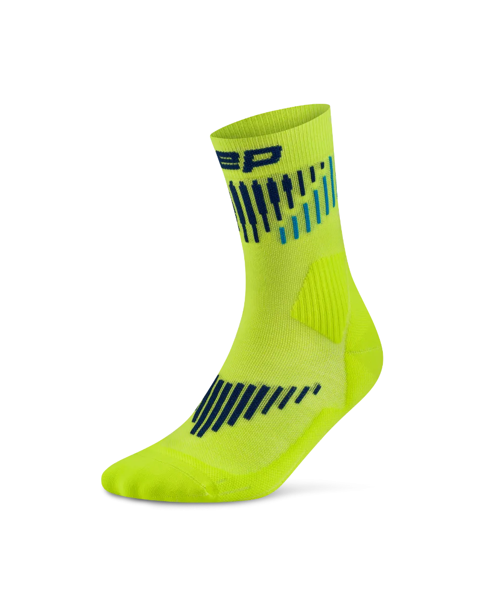 CEP - sosete compresie mid cut - Core Run Merino 3.0 - lime | blue - III (39-42)