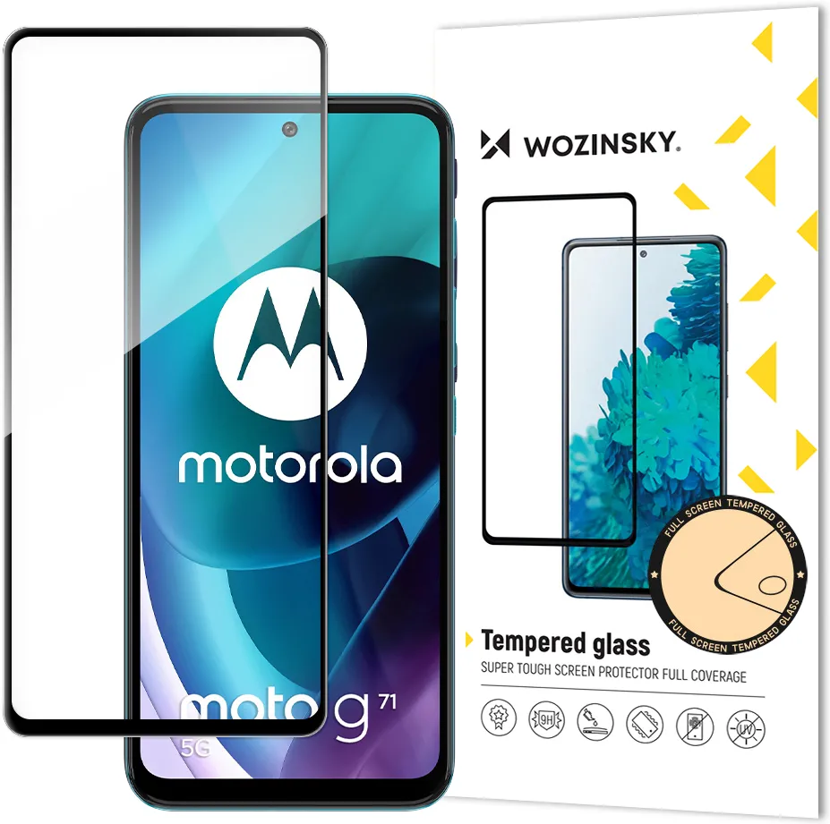 Wozinsky Tempered Glass Full Glue Super Tough Screen Protector Full Coveraged with Frame Case Friendly for Motorola Moto G71 5G black