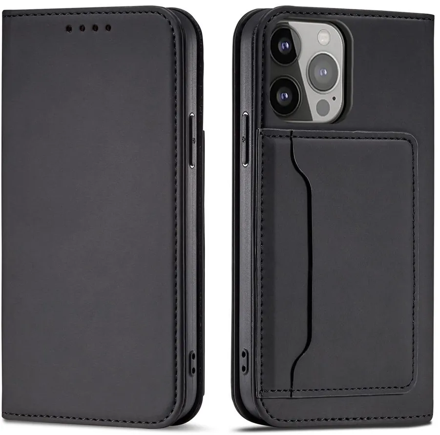 Magnet Card Case case for iPhone 14 Pro flip cover wallet stand black