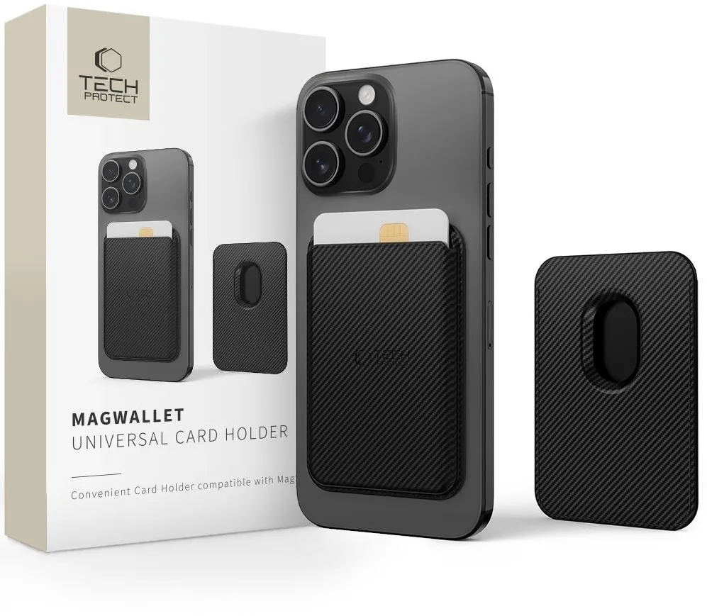 Tech-Protect MagWallet Magsafe Case with Universal Magnetic Card or Document Holder - Black