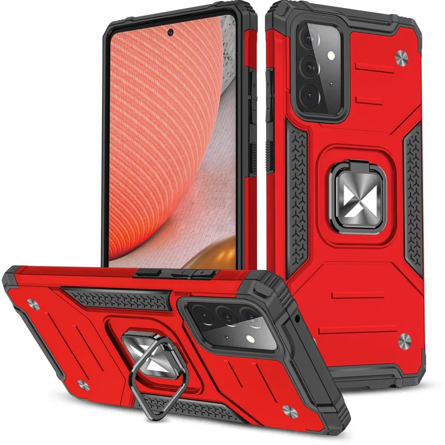 Wozinsky Ring Armor Case Kickstand Tough Rugged Cover for Samsung Galaxy A72 4G red