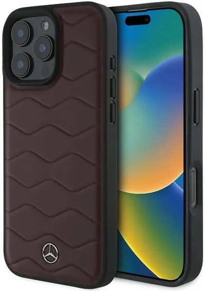 Mercedes MB Waves Leather Case for iPhone 16 Pro Max - Red