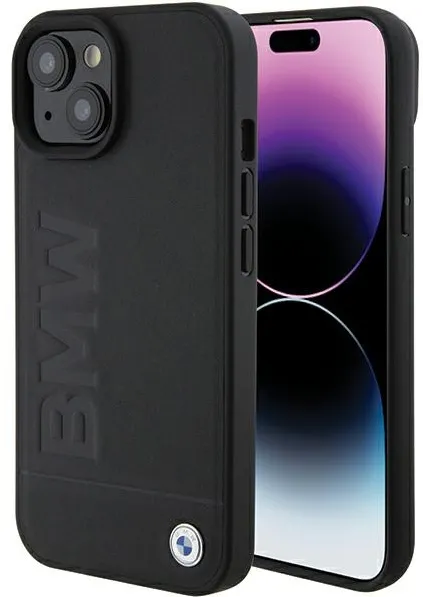 BMW Leather Hot Stamp case for iPhone 15 - black
