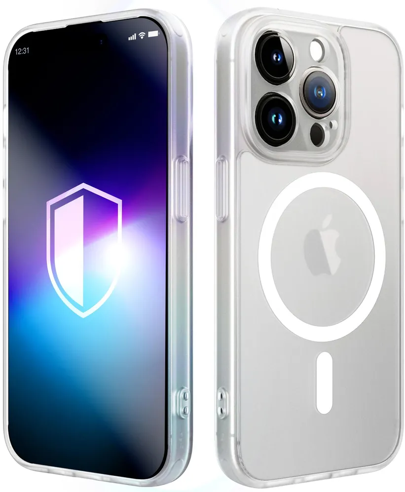 Husa protectie 3mk Protection Misty MagCase iPhone 14 Pro alb compatibil MagSafe