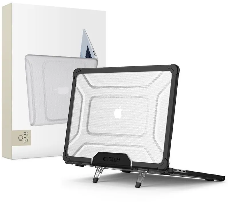 Tech-Protect SmartShell Pro case for MacBook Air 13" 2023-2025 M2 / M3 / M4 - transparent and black