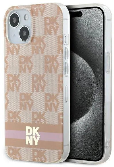 DKNY IML Checkered Mono Pattern & Printed Stripes MagSafe case for iPhone 15 / 14 / 13 - pink