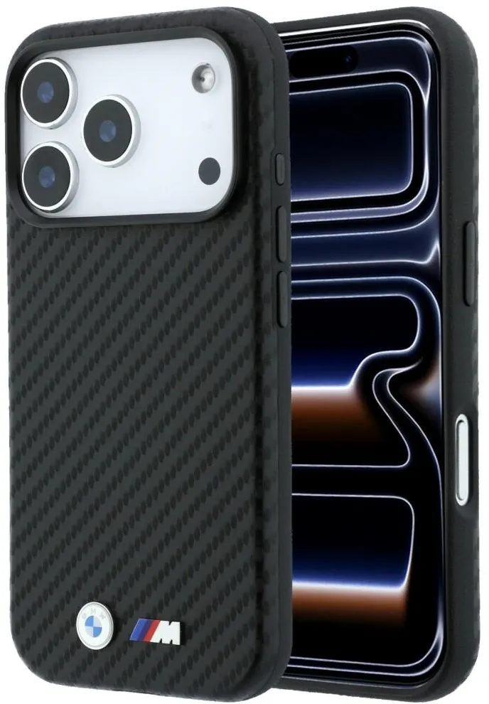 BMW M Carbon Metal Logo MagSafe Case for iPhone 17 Pro Max / 18 Pro Max - Black