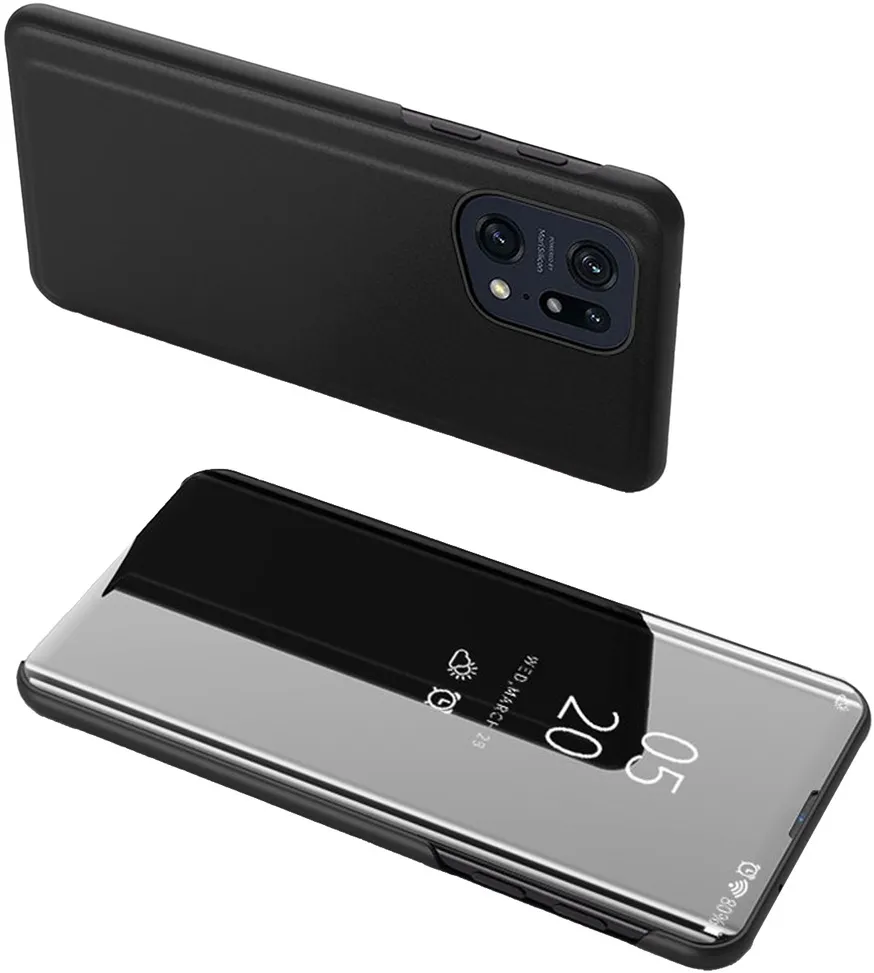 Clear View Case cover for Oppo Find X5 Pro cover with a flap black