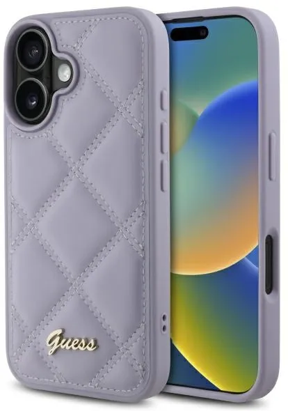 Guess Quilted Metal Logo case for iPhone 16 - light purple
