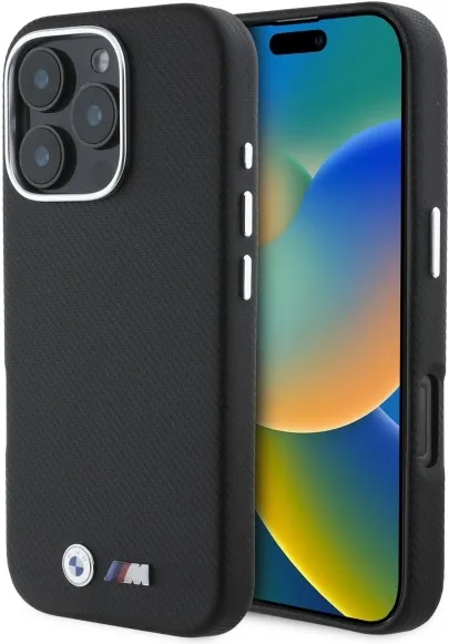 BMW M Edition Kevlar Wrapped Metal iPhone 16 Pro Max Case - Black