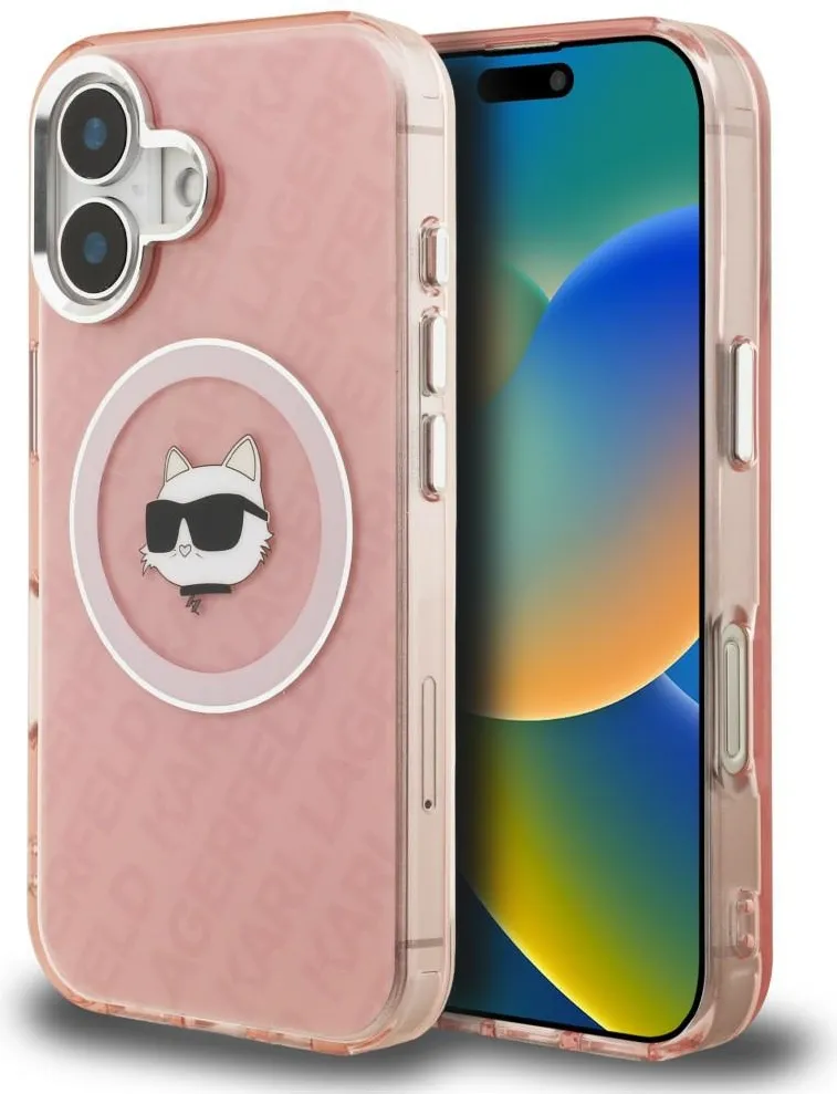 Karl Lagerfeld IML Choupette Head Logo MagSafe iPhone 16 Case - Pink