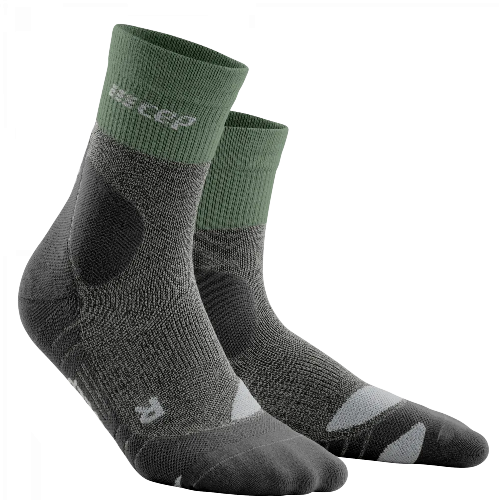 Sosete compresie inalte CEP Hiking Merino Mid Cut verde gri IV 39-44 cm gamba