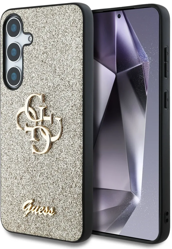 Guess Fixed Glitter Big 4G Metal Logo case for Samsung Galaxy S25 gold