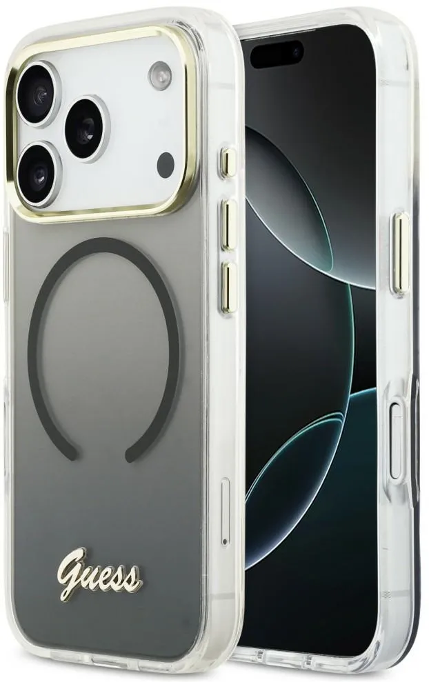 Guess IML Gradient Script Metal MagSafe Case for iPhone 17 Pro Max - Black