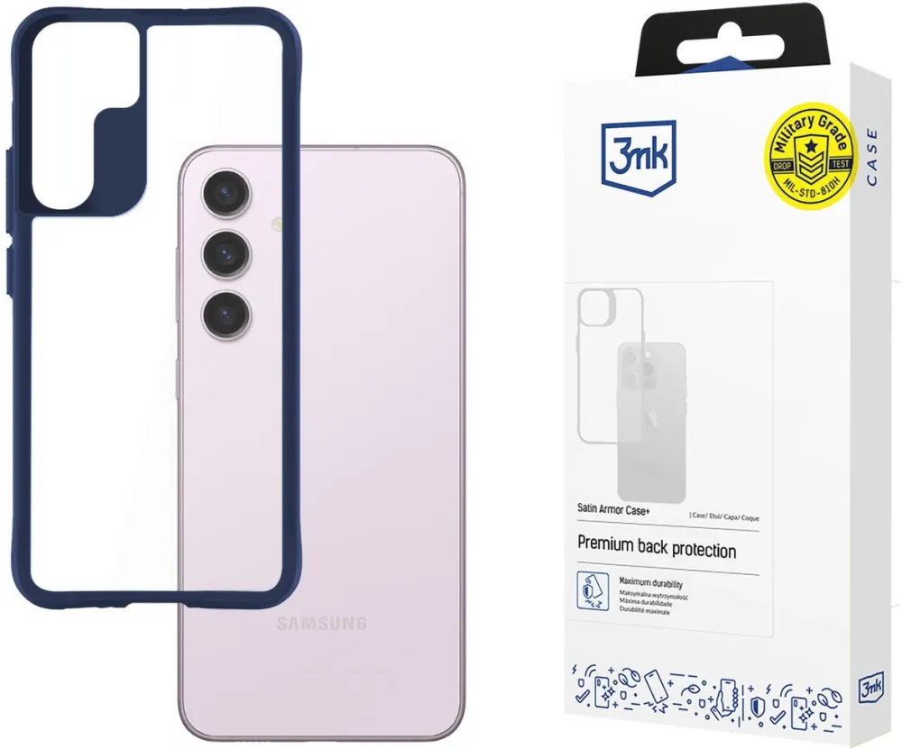 3mk Satin Armor Case+ Blue for Samsung Galaxy S24 - transparent