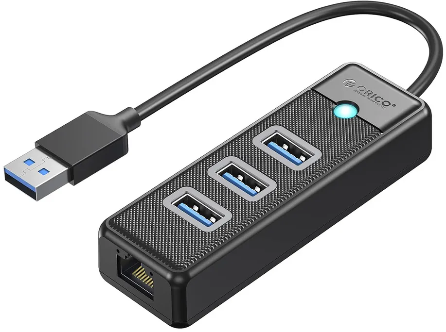 Orico PW3UR25-U3 USB Hub 4-Port 3x USB-A 3.0 1x RJ45 2.5G Ethernet 0.5m - Black
