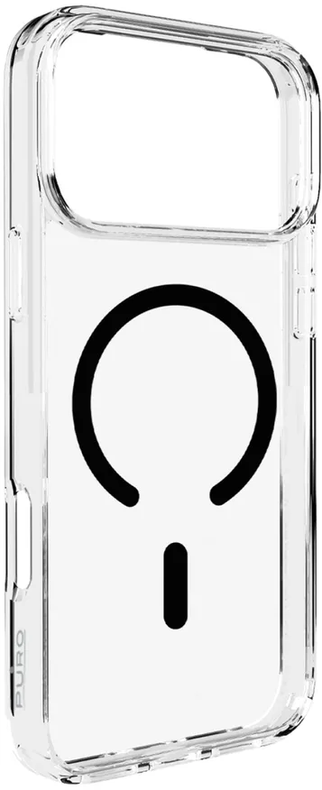Puro Lite Mag TPU+PC Case Compatible with MagSafe for iPhone 17 Pro - Transparent with Black Ring