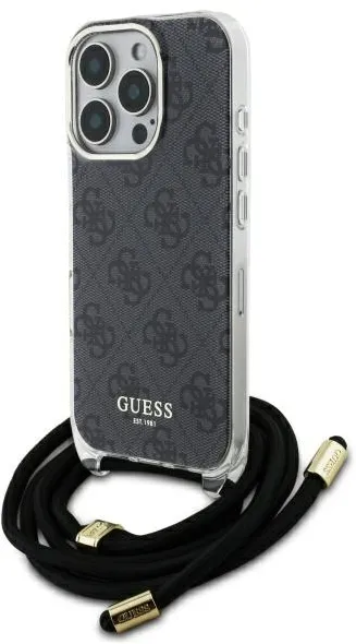 Guess Crossbody Cord 4G Print Case for iPhone 16 Pro Max - Black