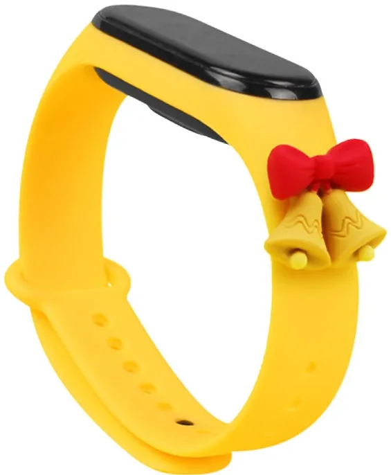 Curea Strap Xmas cu clopotei pentru Xiaomi Mi Band 3 / 4 galben