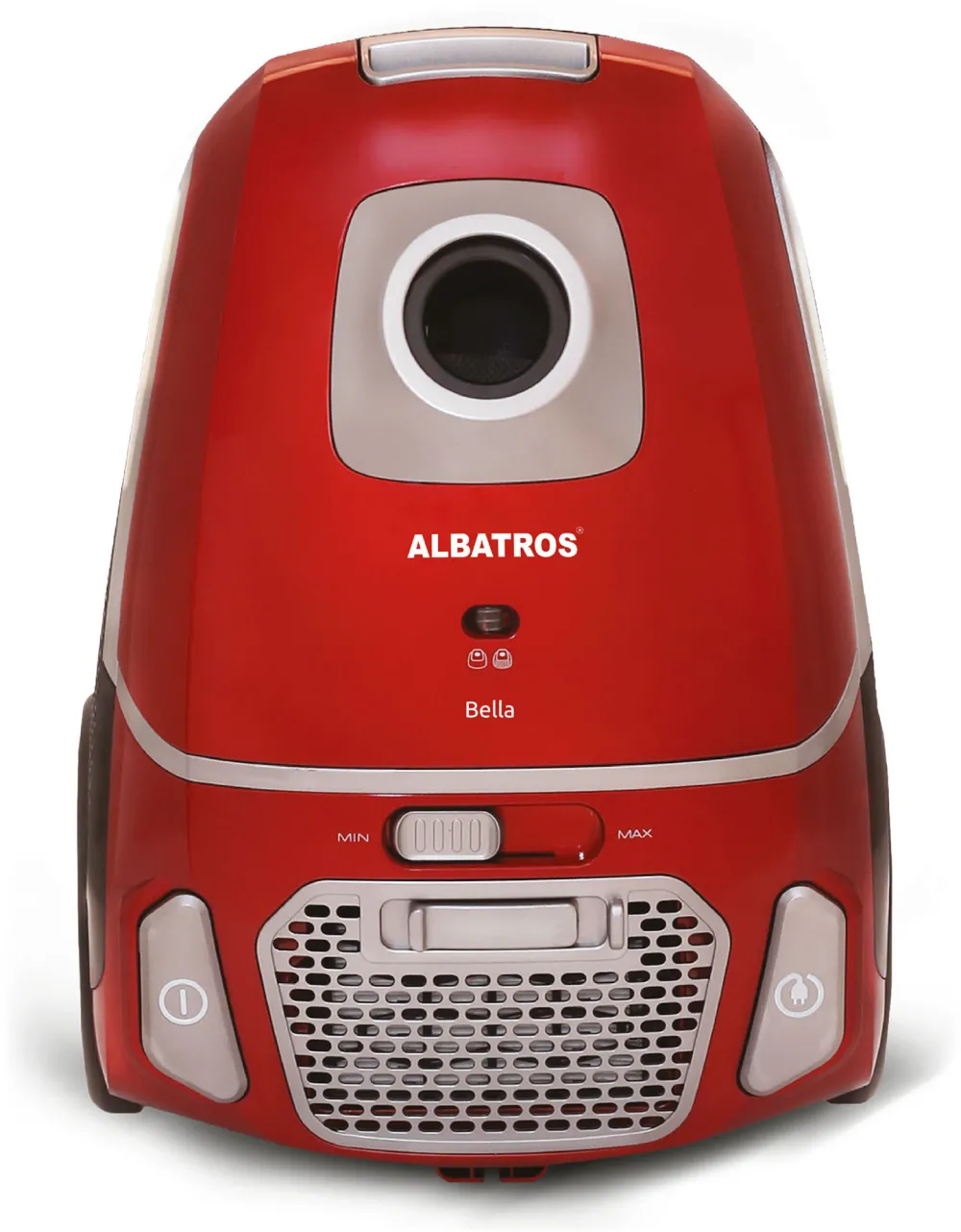 Aspirator cu sac Albatros Bella 90 Eco, 900 W, Sac textil 3 L, 31.9kWh/an, Filtru HEPA, Tub metalic telescopic, Rosu/Gri