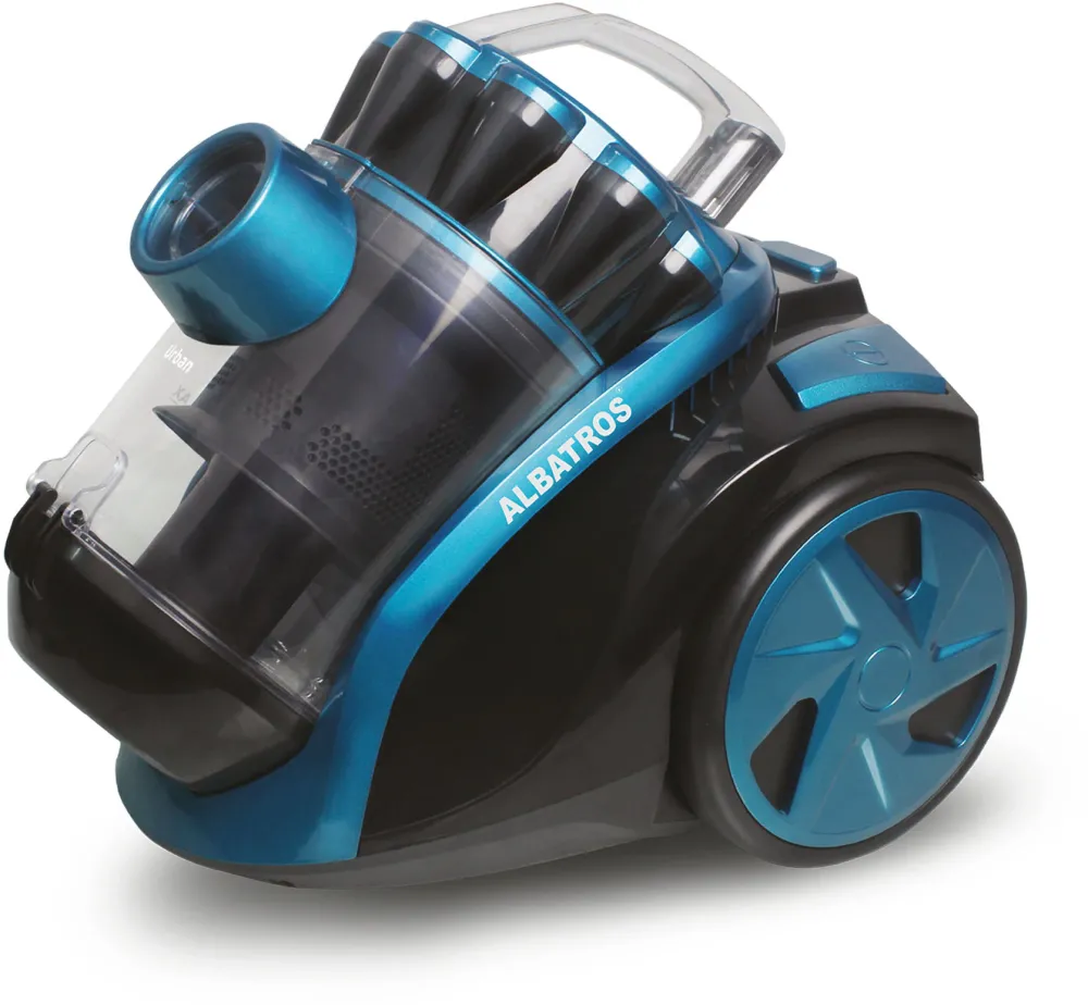 Aspirator fara sac Albatros Urban, Putere motor 900 W, Eco-type, Aspirare ciclonica, Putere de absorbtie 170 W, Negru/Turcoaz