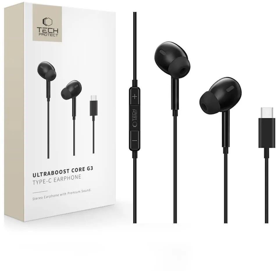 Tech-Protect Ultraboost Core G3 USB-C Wired Headphones - Black